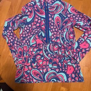 Lilly Pulitzer Bright Pink & Blue Patterned Hoodie